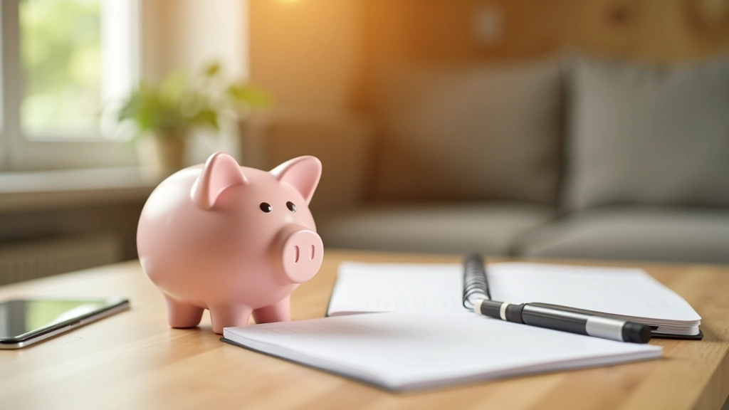 Famille planifiant leur réserve d'urgence autour d'une tirelire