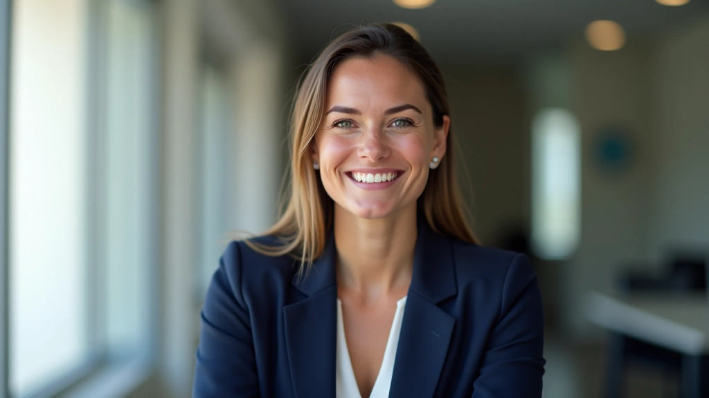Portrait d'une conseillère financière en costume bleu marine